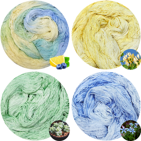 Blueberry Lemon Sherbet Flower Silk Set (1 Variegated, 3 Semi-Solids)