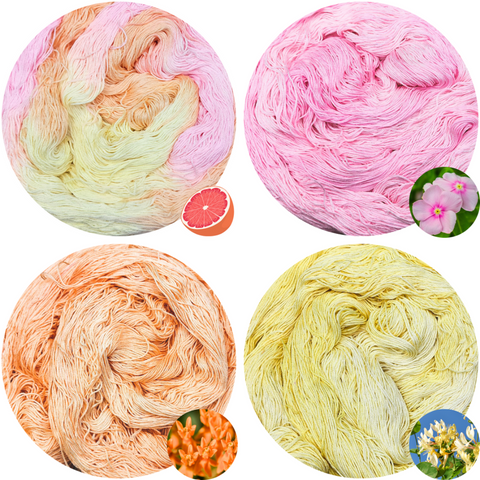 Grapefruit Sherbet Flower Silk Set (1 Variegated, 3 Semi-Solids)