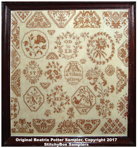 Beatrix Potter Quaker Sampler - StitchyBox Samplers Cross Stitch Chart