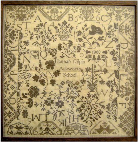 Hannah Gilpin 1800 Reproduction Quaker Sampler - StitchyBox Samplers Cross Stitch Chart