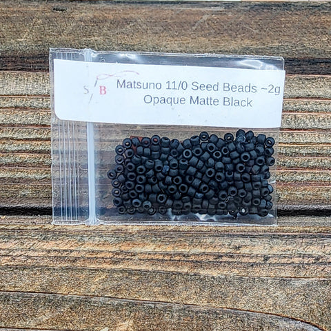 Opaque Matte Black - Matsuno 11/0 Seed Beads 2 grams